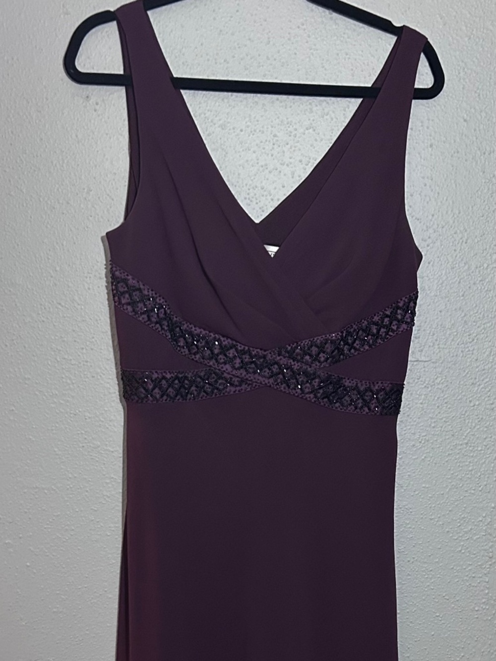 Jessica Howard Plum Chiffon Beaded Cocktail Dress Size 16
